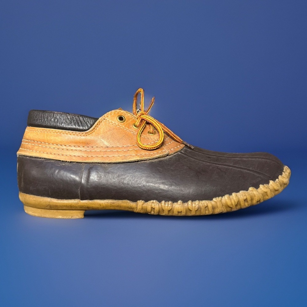 Vintage LL Bean Maine Mens Low Leather‎ Duck Boat Shoes Boots Hunting Size 12